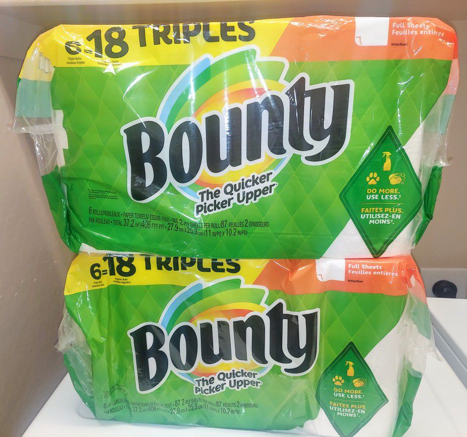 Bounty Paper Towels 6 =18 Triple Rolls  $15 EACH- Cross Streets Ray And Higley 