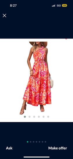 PRETTYGARDEN Women's Summer Floral Maxi Dress Knot One Shoulder Sleeveless Ruffle Flowy Boho Beach...