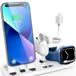 Foldable 3 in 1 Charging Station,18W Fast Charger Stand for Multiple Apple Devices Compatible with All iPhone, iWatch, Air Pods, Fast Charge Portable 
