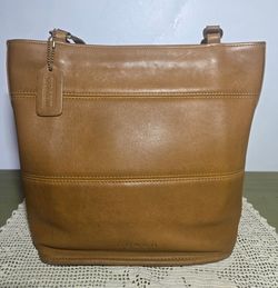 Coach Tan Leather Bucket Tote Bag
