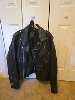 Black Leather Motorcycle Biker Jacket