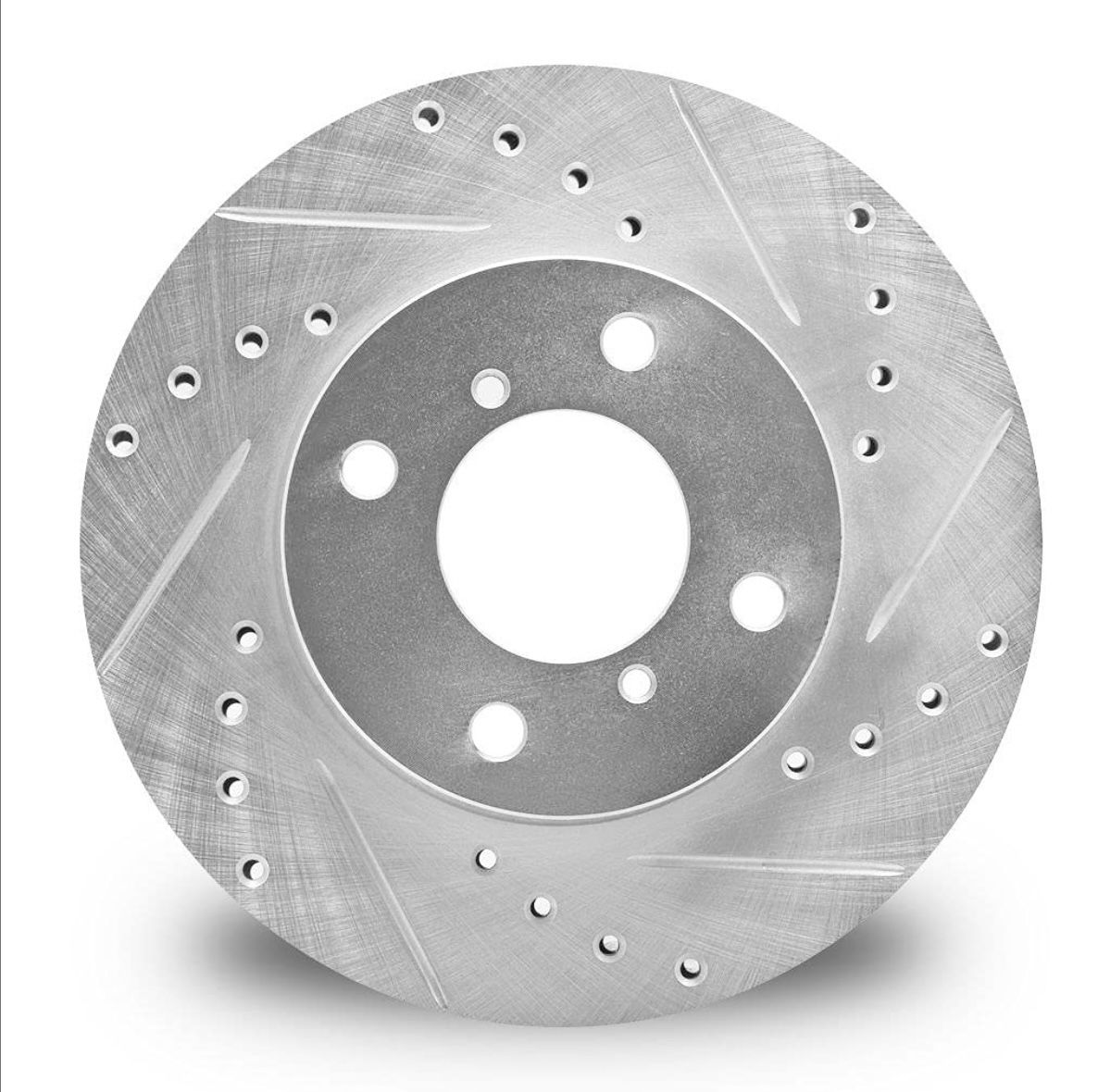 Drilled And Slotted Silver Zinc Brake Rotor (contact info removed)1D