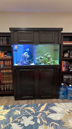 90 gal aquarium with solid wood cabinet