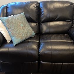 2 Seat Leather Recliner Couch 