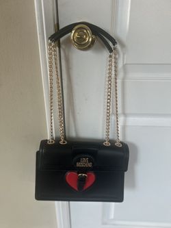 Love Moschino Black And Red Heart Chain Bag
