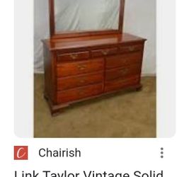 Cherry Wood Dresser With Mirror