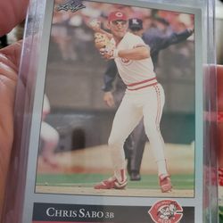 Cincinnati Reds Chris Sabo Error 1992 Leaf No Dot Behind Inc Baseball Card 
