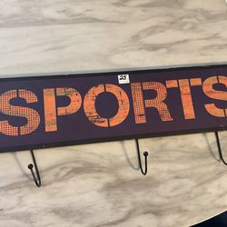 Wall Rack with Hooks & Basketball wall decor