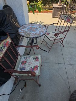 Aged Iron Table and Chair Set