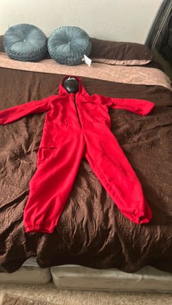 Squid game Halloween costume Red Hooded Zip-Up Coverall Jumpsuit