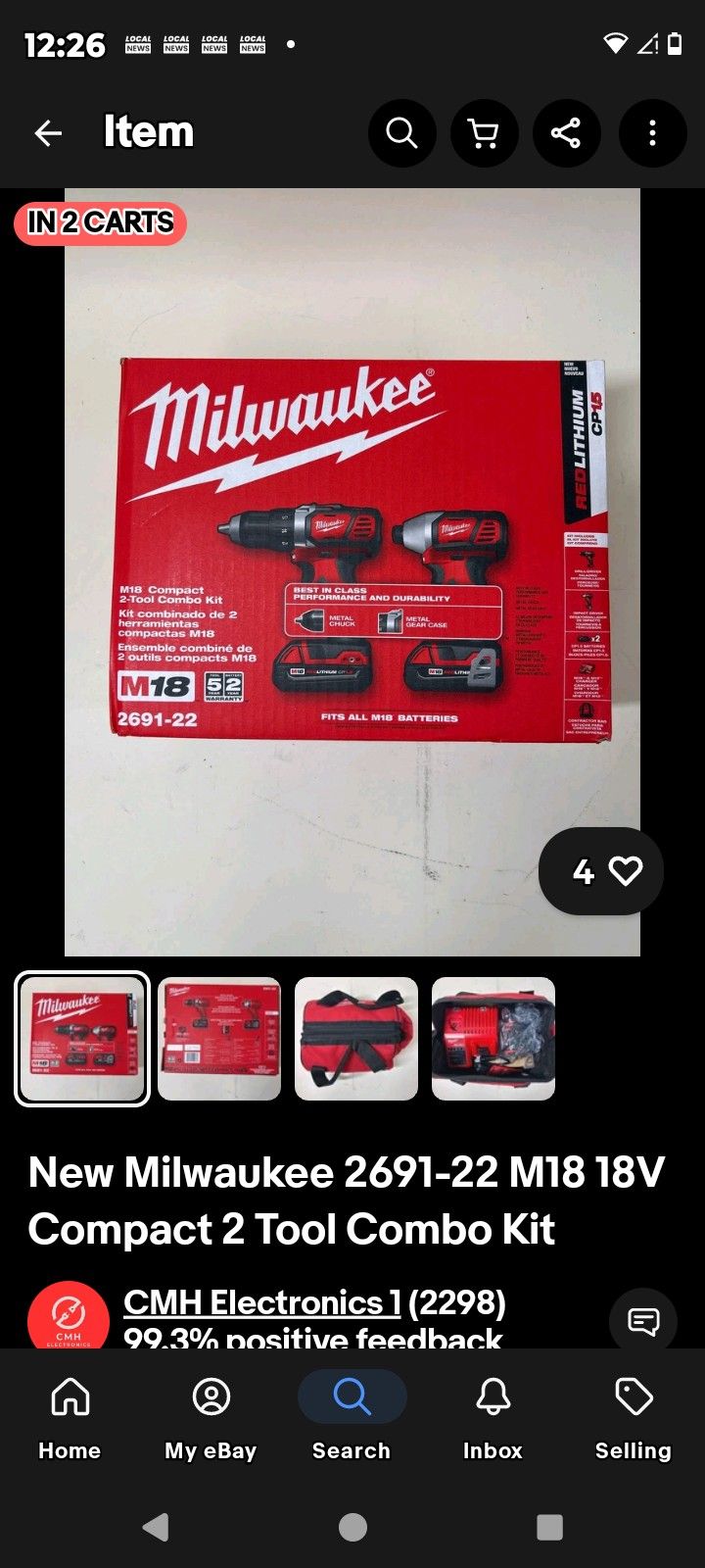 Milwaukee Combo Set - Drill+ Impact One Charger And Batterys