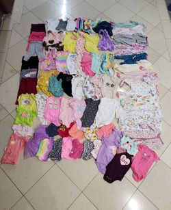 Baby Girl Clothes 6-9/9 Months Lot of 72 Pieces PJs One Piece Shorts Pants