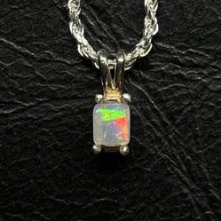 Fine Cut Minimalist Tricolored Patch Patterned Brazilian Opal Necklace