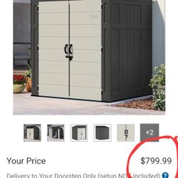 Suncast 6' x 5' Modern Shed Storage backyard, is $799.99 in Costco