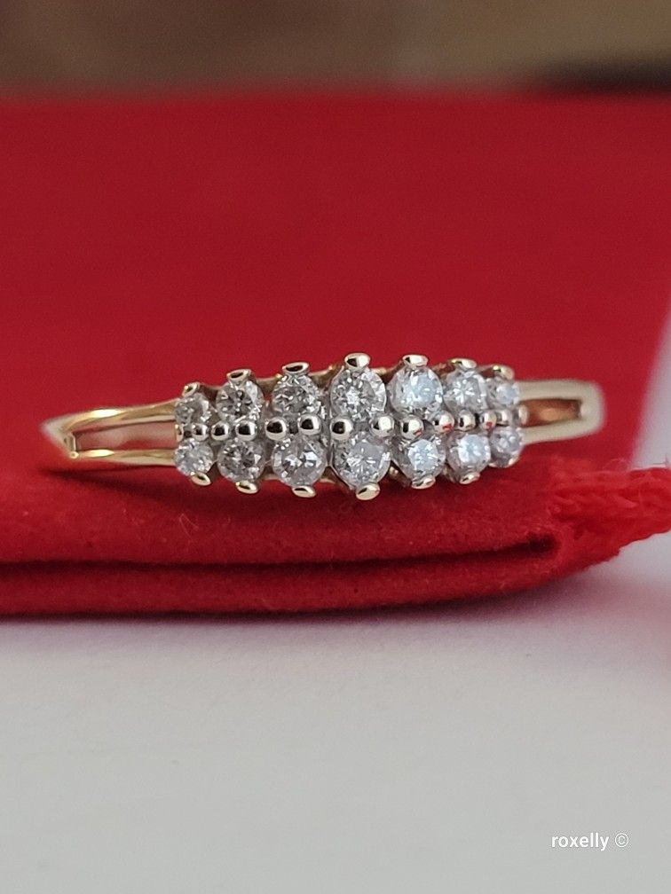 ❤️10k Size 8.5 Beautiful Solid Yellow Gold Genuine Diamond Tiara Ring!/ Anillo de Oro con Diamantes Genuinos! 👌🎁Post Tags: 10k 14k