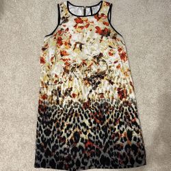 Sleeveless Floral Leopard Print Dress (sz M)