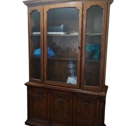 Antique China Cabinet W/Light & Door