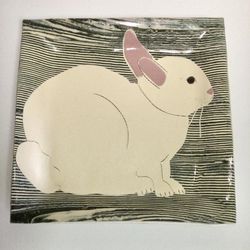 Vintage Signed Kamrass Kiok Studio NYC Easter  Bunny Square Platter Plate 9”x9”