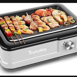 Trundlia Electric Smokeless Indoor Grill, glass- sealed tubes, 1660W, 446°F Rapid Infrared Heating, Larger Size 15*10 Nonstick Surface, Indoor BBQ, ou