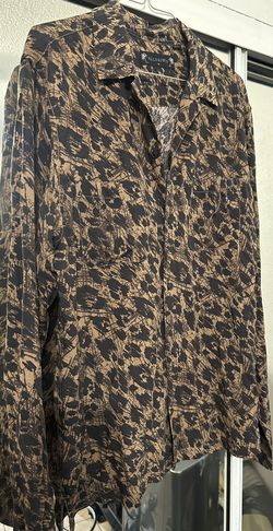 All Saints Men Leopard Print Dress Shirt