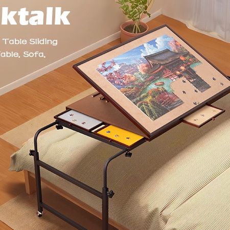 Tektalk Jigsaw Puzzle Table Sliding Over Table, Sofa, Bed, Puzzle Board with Angle, Width, Height Adjustment，Puzzle Easel Tilting Table with Legs & Co