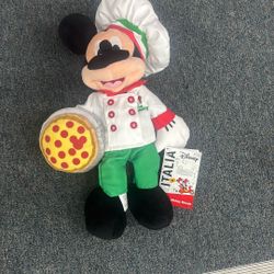 RARE Disney Store ITALY Mickey Mouse Pizzeria Chef 14” Plush ~ New with Tags