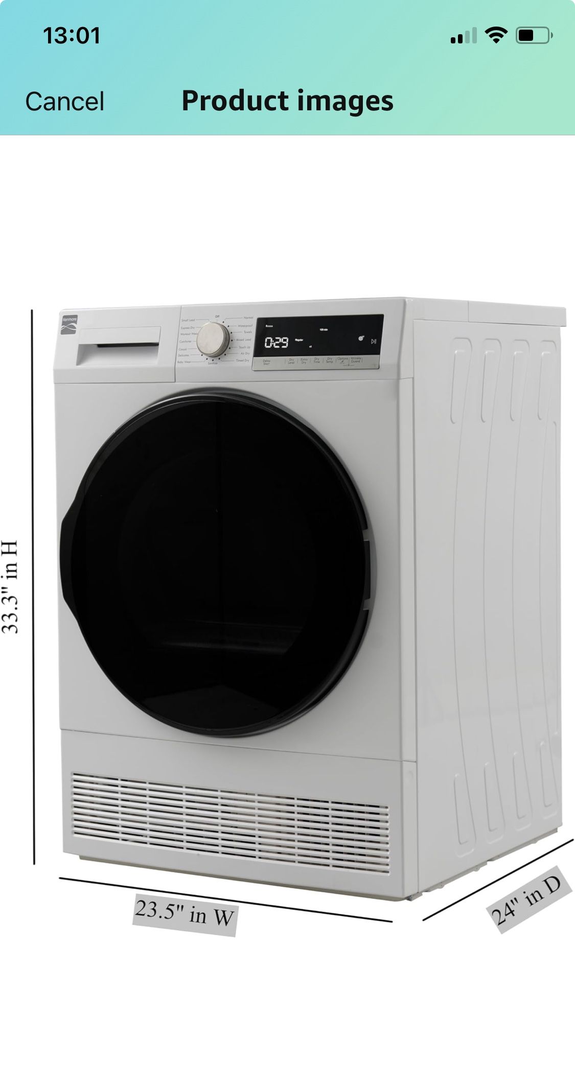 Brand NEW Kenmore 4.0 cu. ft. Ventless Compact Front Load Electric Dryer-with Guard to Reduce Wrinkl