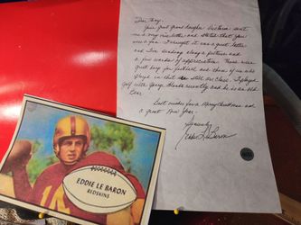 Eddie LeBaron Autographed Hand written Reponse W/COA & PRINT