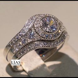 New 18k White Gold Wedding Ring Set 