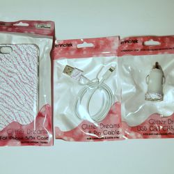 Glitter Dreams Lot of 3 Cell iPhone 5/5s Accessories