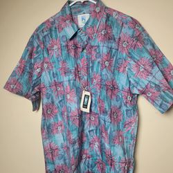 NWT Kahala Men's Hawaiian Islands Button Down Shirt Blue Size XL