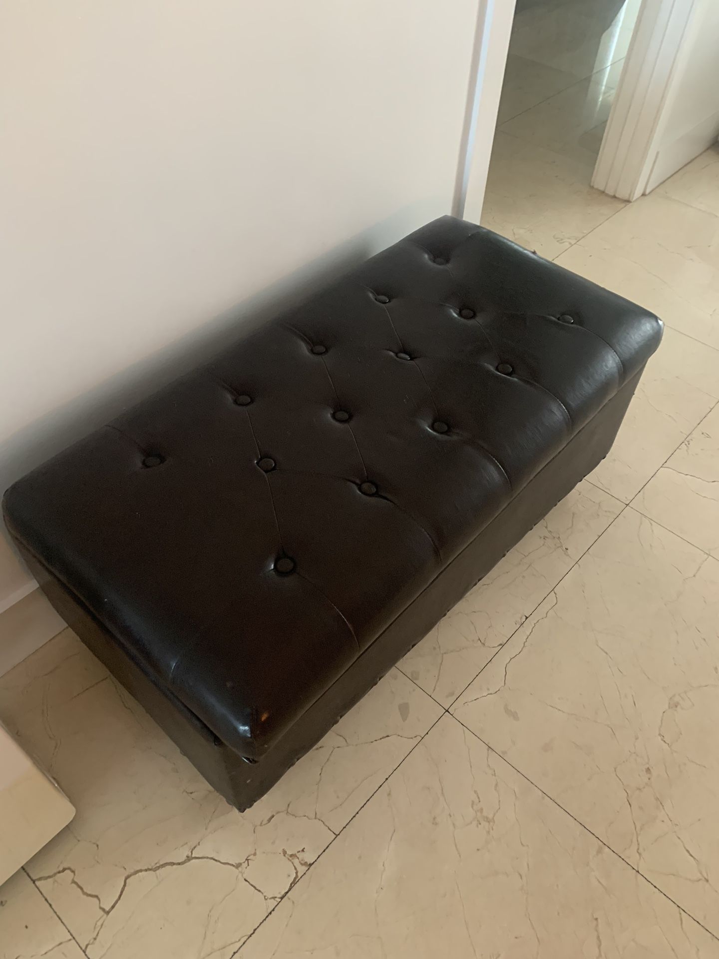 Bench With Storage Faux Leather And Partition For Shoes 