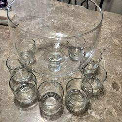 Princess House Heritage crystal punch bowl set