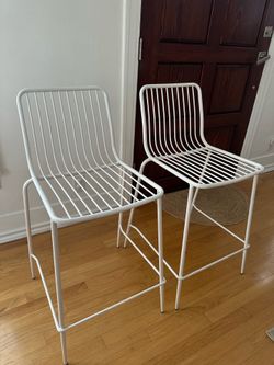 2 White barstools 24” coated metal - great condition