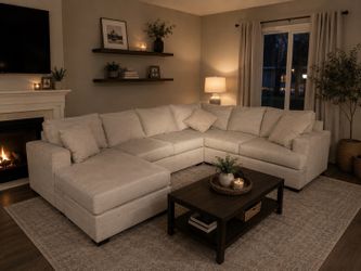 Bonaterra Dove Grey Fabric 127" 2 Piece U-Shaped Sectional with Right Arm Facing Sofa Chaise