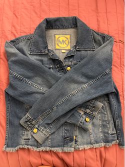Michael Kors Cropped Denim Jacket with Sequin Eye