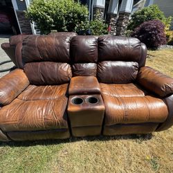 Free Leather Reclining Couch And Loveseat