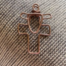 Handmade Copper Wire Cross And Lamb Keychain