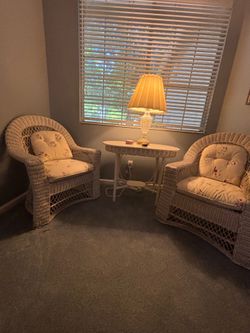 Vintage Wicker Chair and Table Set
