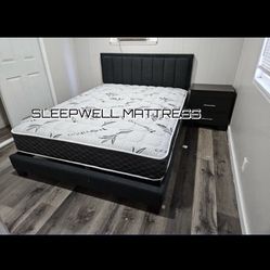 Queen Size Bed Frame With Pillow Top Mattress Included 