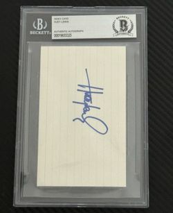 Huey Lewis Beckett BAS Slabbed 3x5 Autograph Music Legend Signed Card