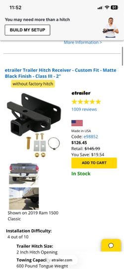 etrailer Class III Trailer Hitch Receiver 2"