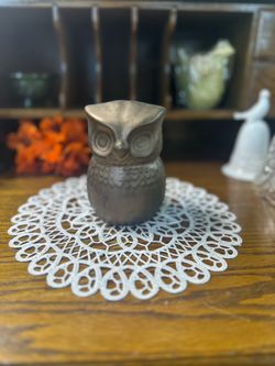 Metallic Bronze-Finish Ceramic Owl Figurine Decor