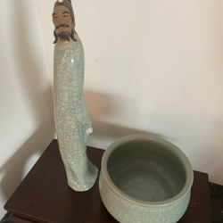Vintage pottery grey Japanese plate display art home Decour antique