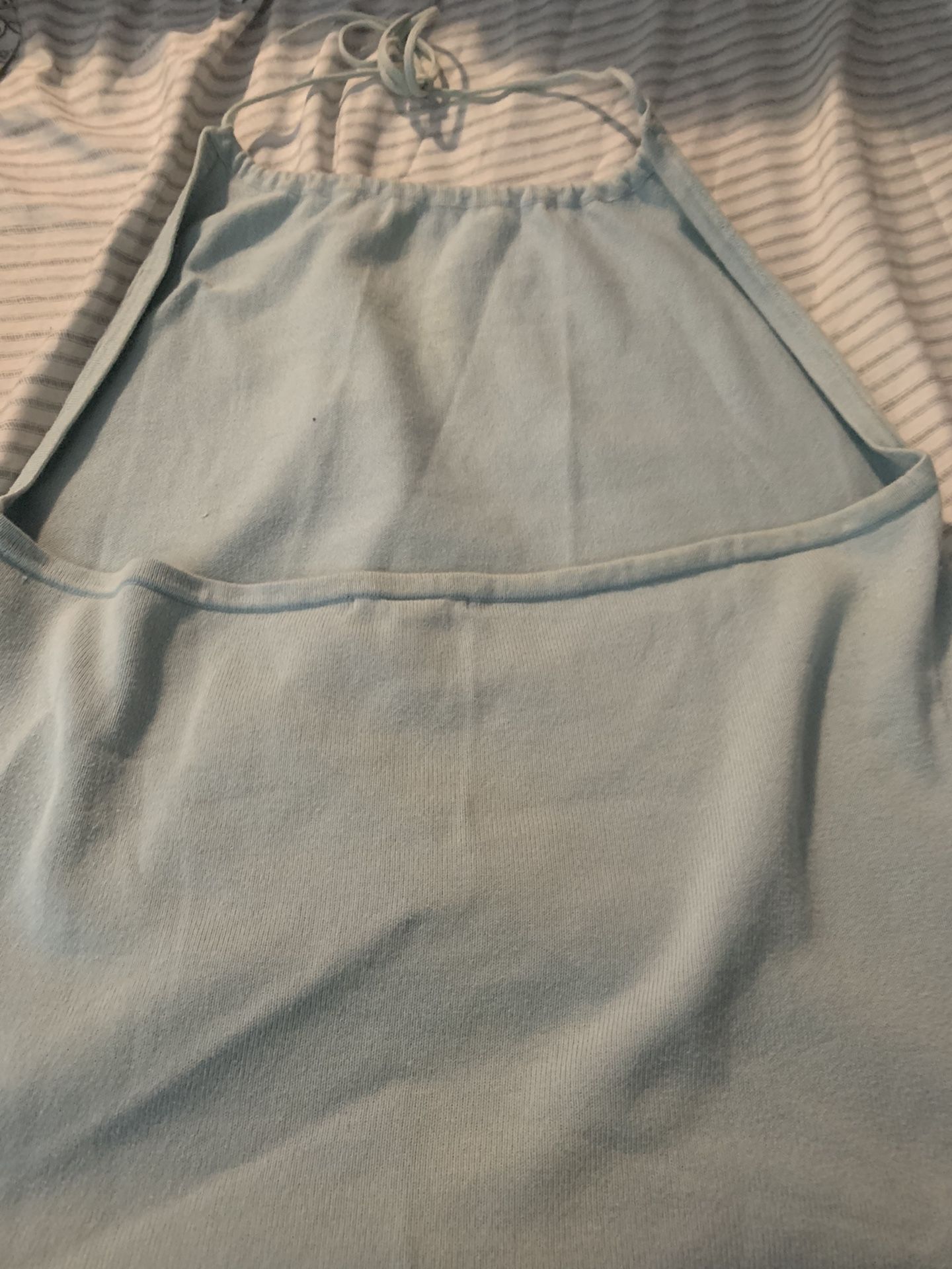 City DKNY Pale Blue Halter Top Large