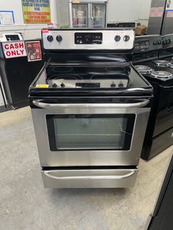 Frigidaire electric stove glass top in stainless steel