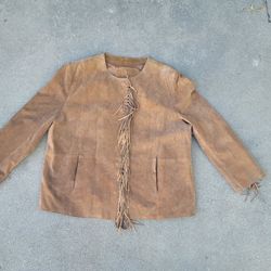 Vtg PLUS Brown Suede Leather Jacket