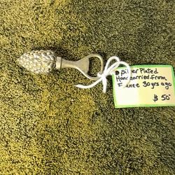 Silver Plated Bottle Opener France Pinecone Design