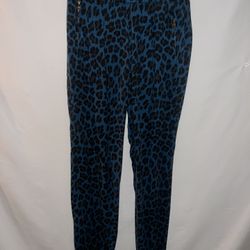 Ladies womens Sm young, broke & fabulous cheetah soft joggers w zipper pockets