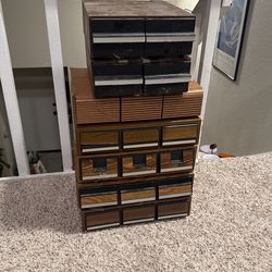 7 Vintage Cassette Holders - Holds Dozens Of Cassettes 
